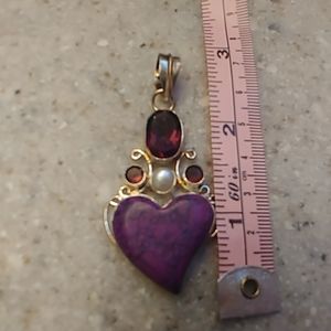 Purple turquiose heart with amethyst pendant